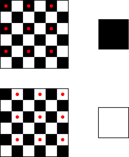 Figure 14-11: Mapping a big texture on a small object can lead to unexpected results, depending on which texels happen to be selected.